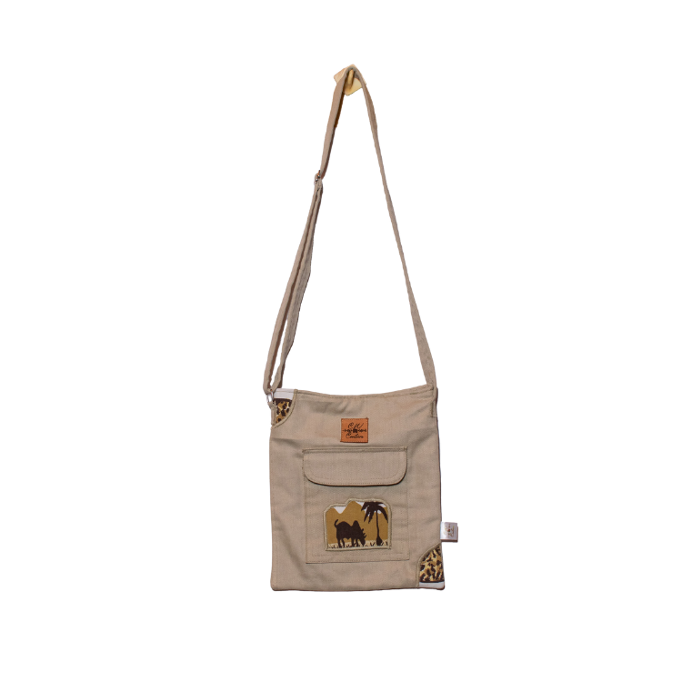 Signature Safari Unisex Light Green Canvas Sling Bags with Rhino Silhouette