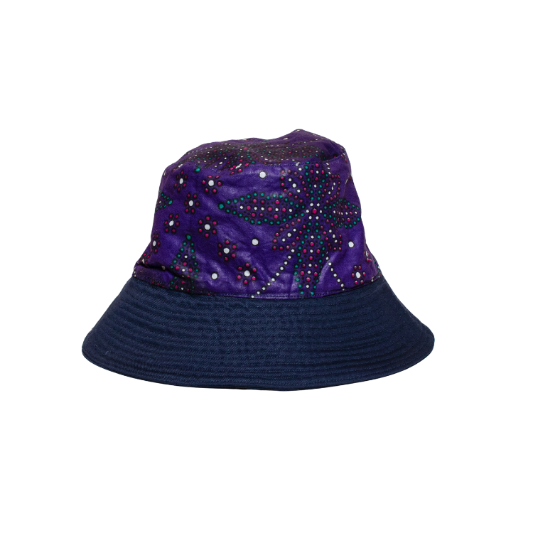 Signature Safari Navy Blue Bucket Hat Two Sided with Purple Leso